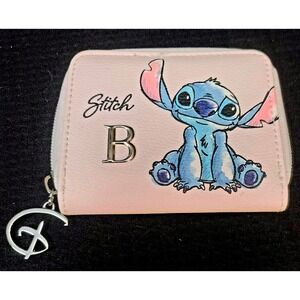 Disney Lilo and Stitch White Zip Around Small Wallet Initial B Monogram